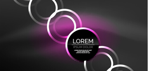 Neon laser lines, circles waves abstract background. Neon light or laser show, electric impulse, power lines, techno quantum energy impulse, magic glowing dynamic lines