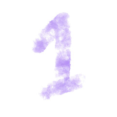 number one made of colorful splashes