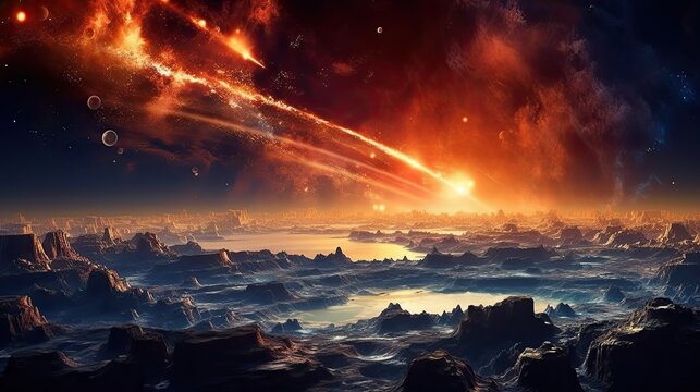 Futuristic alien planet. Generative