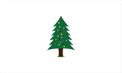 green Christmas tree with lights isolated on white