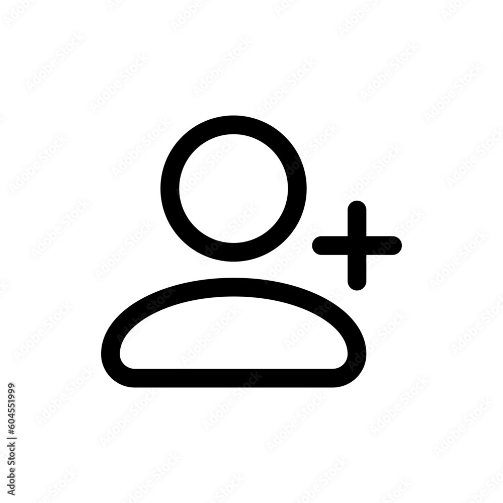 Poster Add new user icon vector male person profile avatar with plus symbol, Add user profile icons. web vector icon 