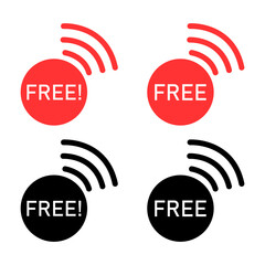 Set of Free web button sign, promotion design label icon, gratis business vector illustration