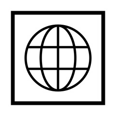 WWW world wide web site symbol, Internet icon, website address globe, flat outline sign