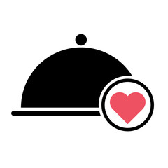 Obraz premium Waiter tray icon, dish menu restaurant web symbol, lunch design vector illustration