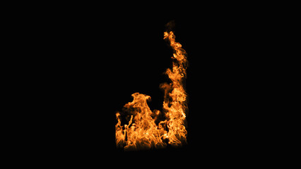 a window fire. flames on black background. fire igniting and burning. window flame isolate