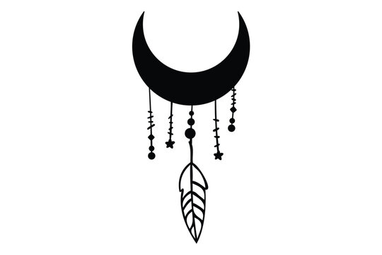 Boho moon SVG, Moon SVG, Bohemian moon SVG, Moon and stars SVG, Celestial SVG, Lunar SVG, Crescent moon SVG, Moon phase SVG, Moon illustration SVG, Boho style moon SVG, Moon clipart, Moon design SVG, 