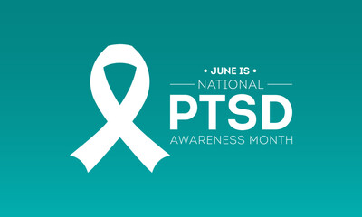 PTSD awareness month is observed every year in june. june is national PTSD awareness month. Vector template for banner, greeting card, poster with background. Vector illustration.