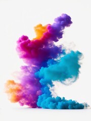 Colorful smoke on white background, vivid colored smoke, generative ai © Karol