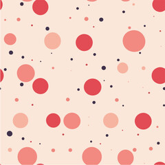 seamless pattern of red polka dot in doodle style and pastel color