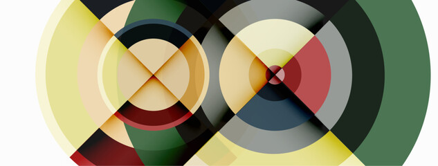 Fototapeta premium Circles with shadows trendy minimal geometric composition abstract background