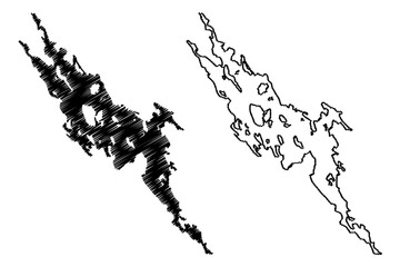 Obraz premium Lake Pielinen (Republic of Finland) map vector illustration, scribble sketch Pielisjärvi or Pielisjarvi map