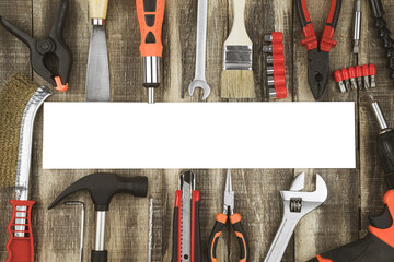 Repair equipment on a carpentry wooden table