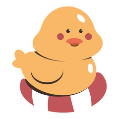 Obraz premium Cute bathroom rubber duck on lifebelt vector cartoon character isolated on a white background.