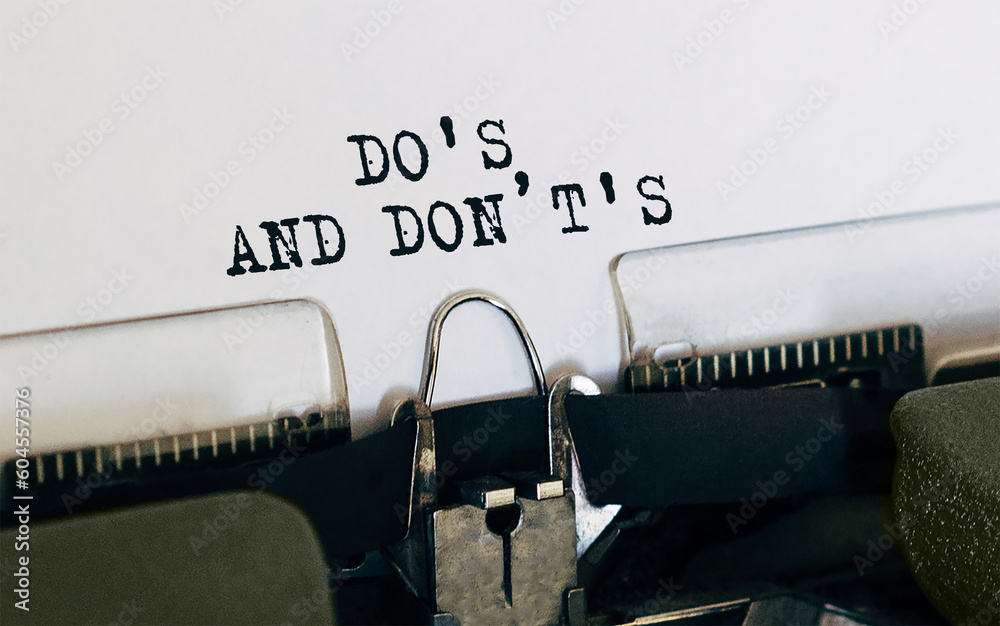 Poster text dos and donts typed on retro typewriter