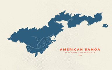 American Samoa map vector poster flyer