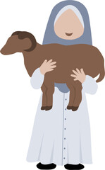 Muslim Kid with Animal Qurban