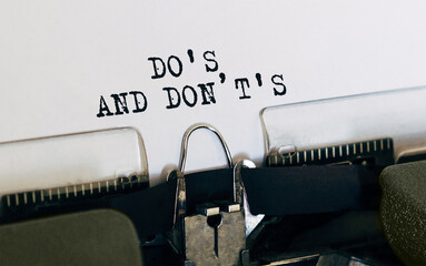 Text dos and donts typed on retro typewriter