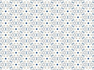 Vector Illustration of Blue Abstract Mandala or Ikat Texture Seamless Pattern for Wallpaper Background.
