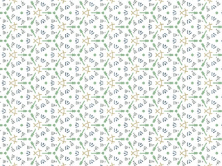 Vector Illustration of Green Abstract Mandala or Ikat Texture Seamless Pattern for Wallpaper Background.
