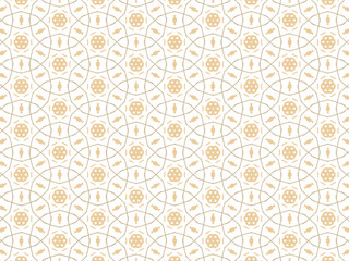 Vector Illustration of Brown Abstract Mandala or Ikat Texture Seamless Pattern for Wallpaper Background.
