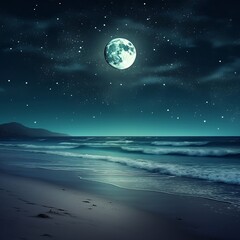 Naklejka na ściany i meble moon over the sea
