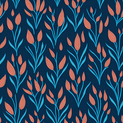 Pattern with tulips flowers. AI generated illusration