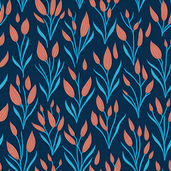 Obraz premium Pattern with tulips flowers. AI generated illusration