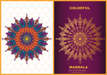 Colorful vector luxury ornamental round shapes mandala design.