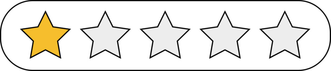 5 Star Golden Rating icon. Client review stars symbol element