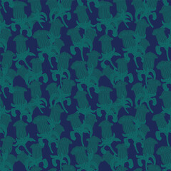 Green Oriental Floral Seamless Pattern Design Background