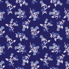 Blue Oriental Floral Seamless Pattern Design Background