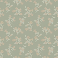 Neutral Colour Oriental Floral Seamless Pattern Design Background