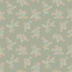Neutral Colour Oriental Floral Seamless Pattern Design Background