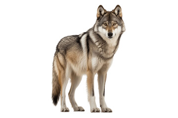 Isolated Wolf Standing on Transparent Background, Generative Ai