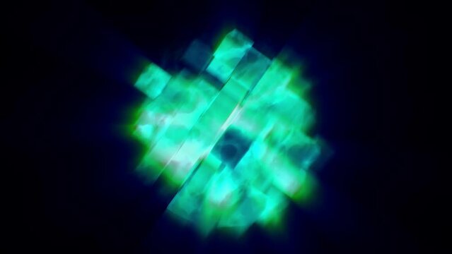abstract green color sphere on a purple black background