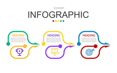 vector infographic 2 curve line arrows from points elements template block. used for process diagram, presentation, working flow, information layout, banner, chart, and graph.