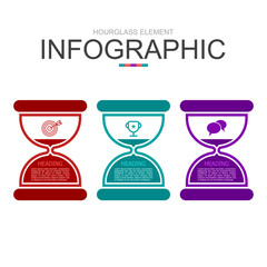 vector infographic hourglass elements template block. used for process diagram, presentation, working flow, information layout, banner, chart, and graph.