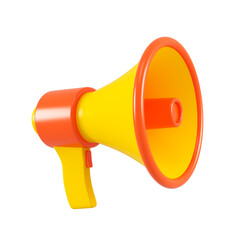 Yellow loudspeaker isolated. Close up breaking news metaphor, disclosure of information concept. 3d rendering.