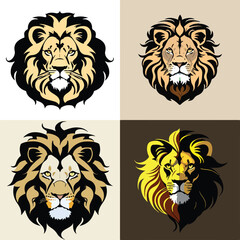 set of lion logo dynamic vector illustration business logo design art