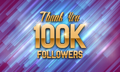 100000 followers. Poster for social network and followers. Vector template for your design.