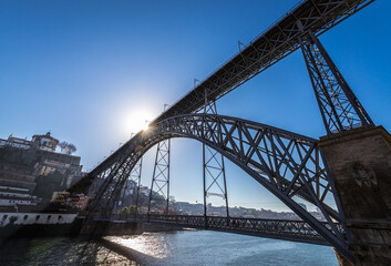 Dom Luis I Bridge between cities of Vila Nova de Gaia and Porto, Portugal