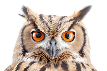 Majestic Owl Close-up, Against a Clean White Background, Generative Ai