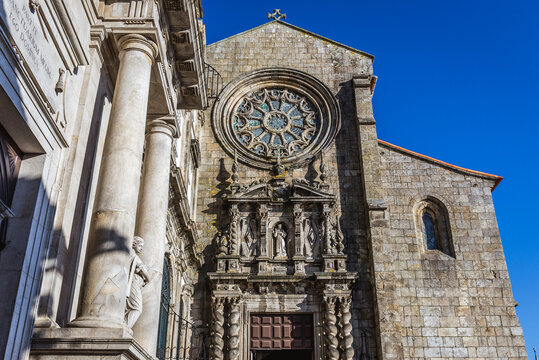 Facade of Church of Saint Francis in Porto city, Portugal