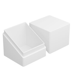 Rectangular diagonal box looks beautiful and clean isolated on white background, Suitable for presentations, advertisements , Box mockup,3D rendering.