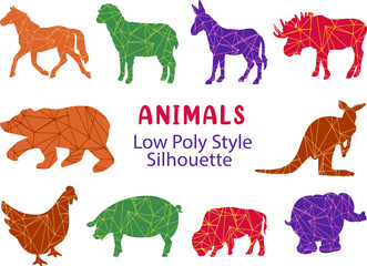 Animals Silhouette In Low Poly Line Style