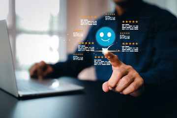 Customer services rating feedback satisfaction survey online business review questionnaire on technology data exchanges development for service mind, social media digital global marketing management