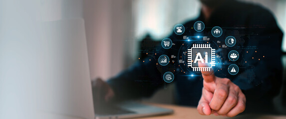 AI learning and business artificial intelligence system for cyber digital transformation technology of ideas and global or Use Ai for Data analysis, processing and management internet of things IoT