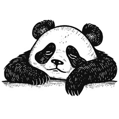 cute sleeping panda vector sketch, tired panda vector © Satoru Sketches