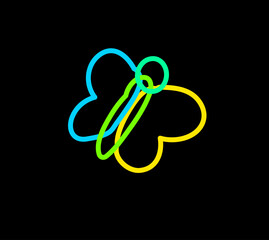 Neon Stroke Fly Night Illumination Illustration