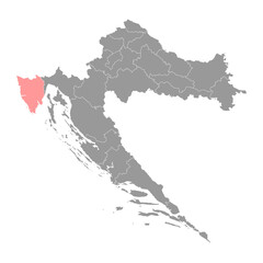 Istria сounty map, subdivisions of Croatia. Vector illustration.
